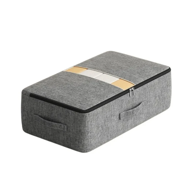 Sac de rangement sous le lit gris, pliable et grande capacité