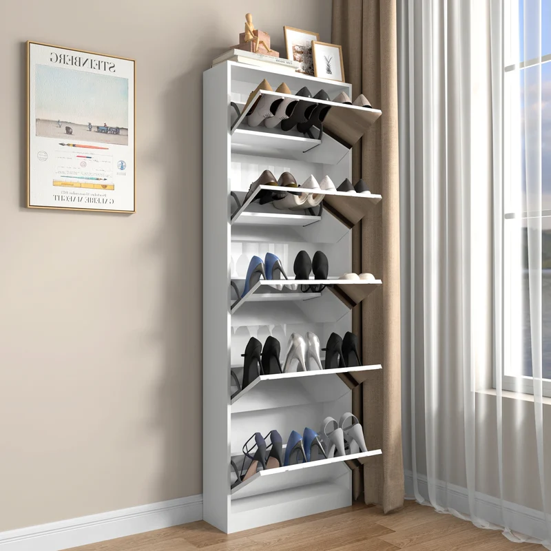 Meuble à chaussures blanc avec miroir pleine hauteur