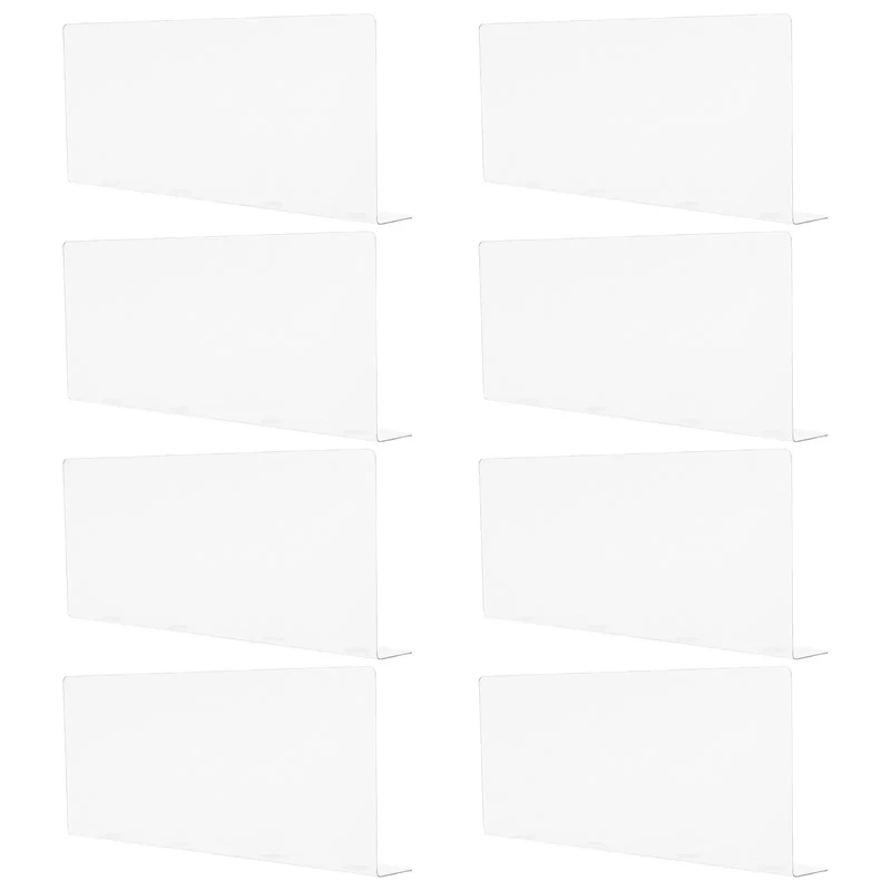 8 séparateurs de rangement transparents pour étagères, 28 cm