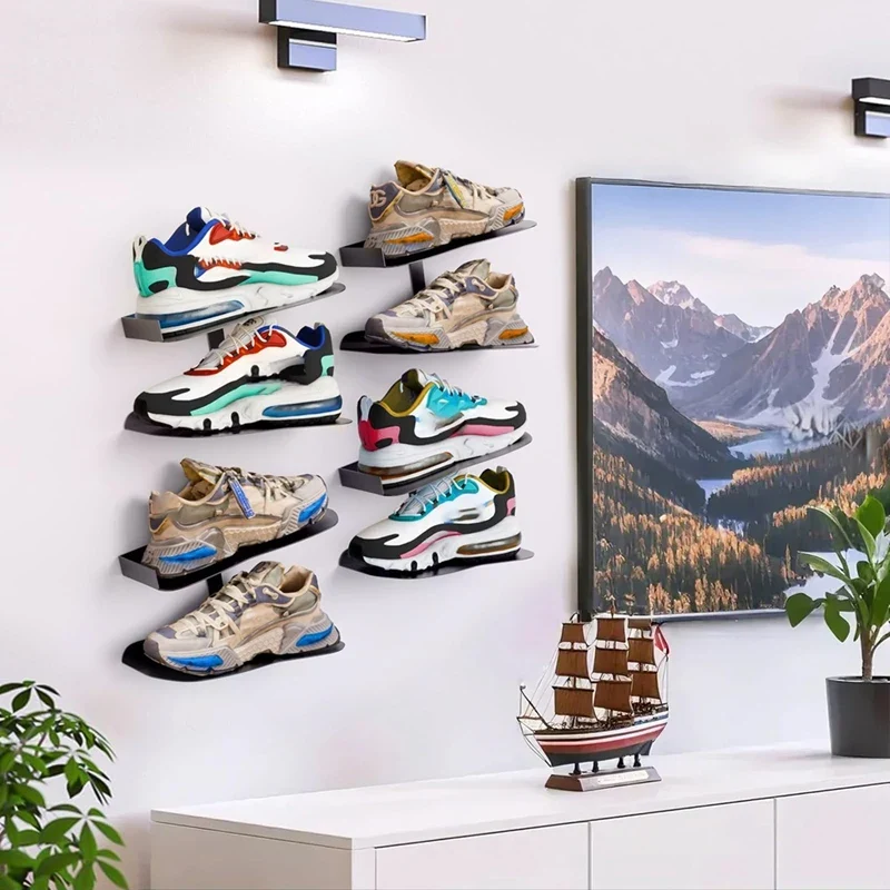 Étagère à chaussures murale flottante noire