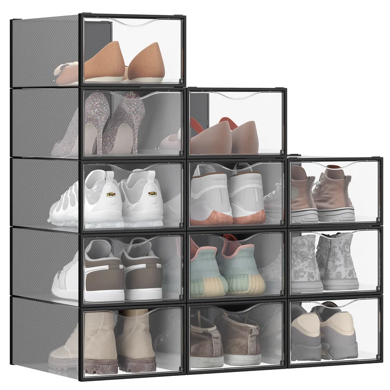 Boîte à chaussures transparente à porte frontale lot 12