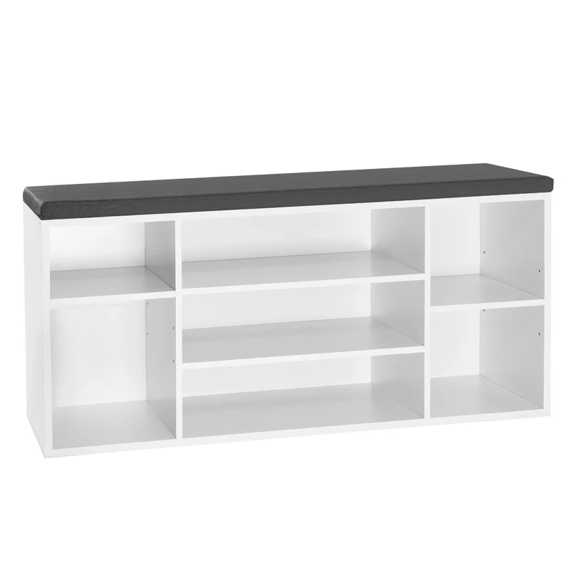 Banc à chaussures 7 compartiments blanc et gris