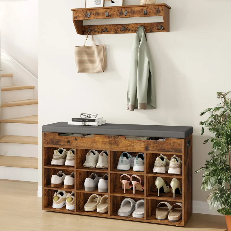 Banc à chaussures 12 cases 30 x 100 x 55 cm