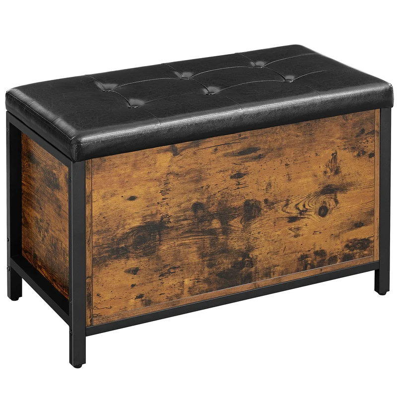 Banc à chaussures marron et noir avec assise