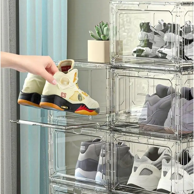 Boîte à chaussures transparente frontale compacte