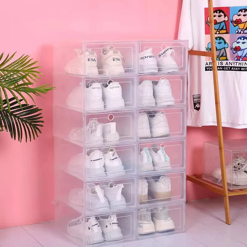 Boîte à chaussures transparente avec tiroir lot 6