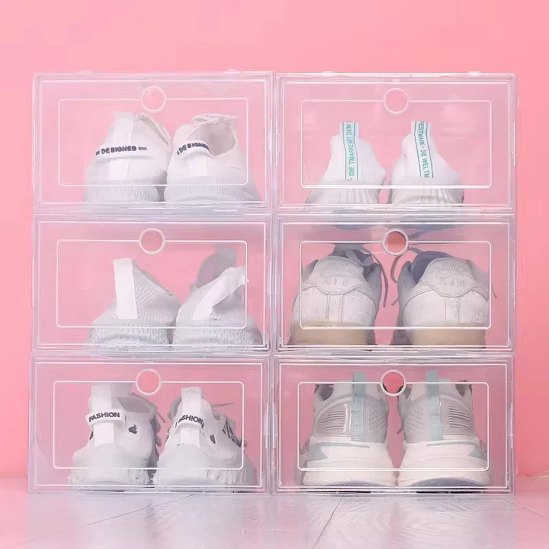 Boîte à chaussures transparente avec tiroir lot 6