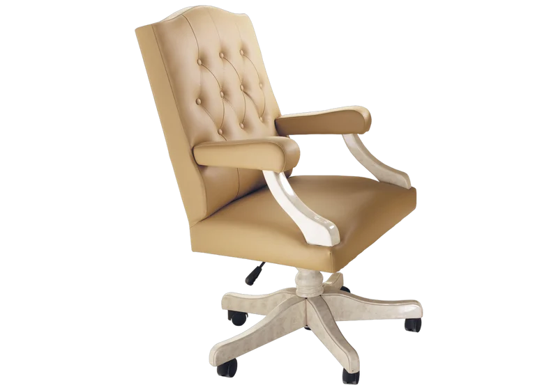 Fauteuil de bureau présidentiel capitonné beige et or - Melodia