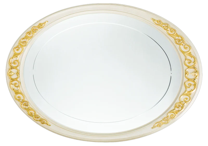 Grand miroir mural ovale cadre ivoire et or – Melodia