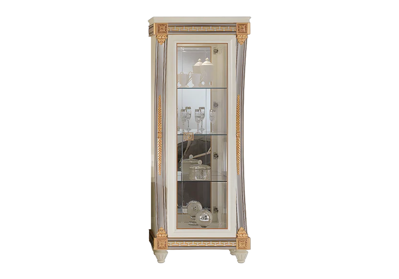 Vitrine d'exposition 1 portes en verre et blanc laqué - Liberty