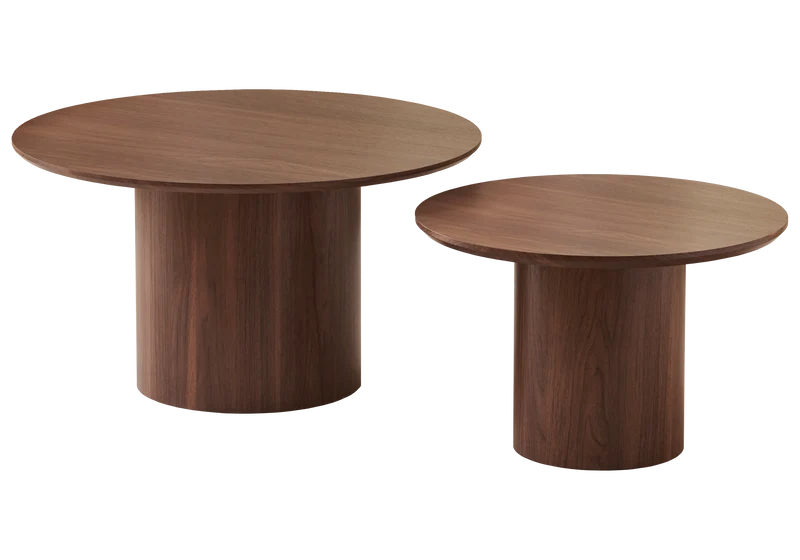 Table basse gigogne ronde bois noyer - Alba