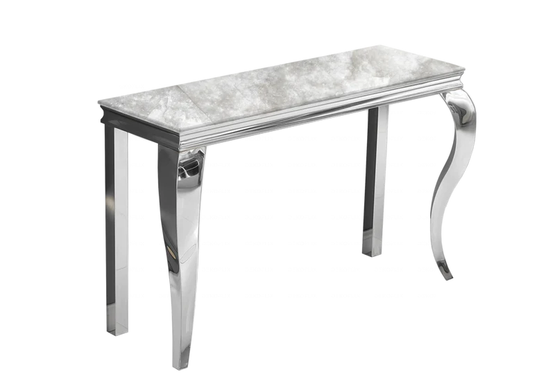 Console d'entrée design marbre beige argent - Neo