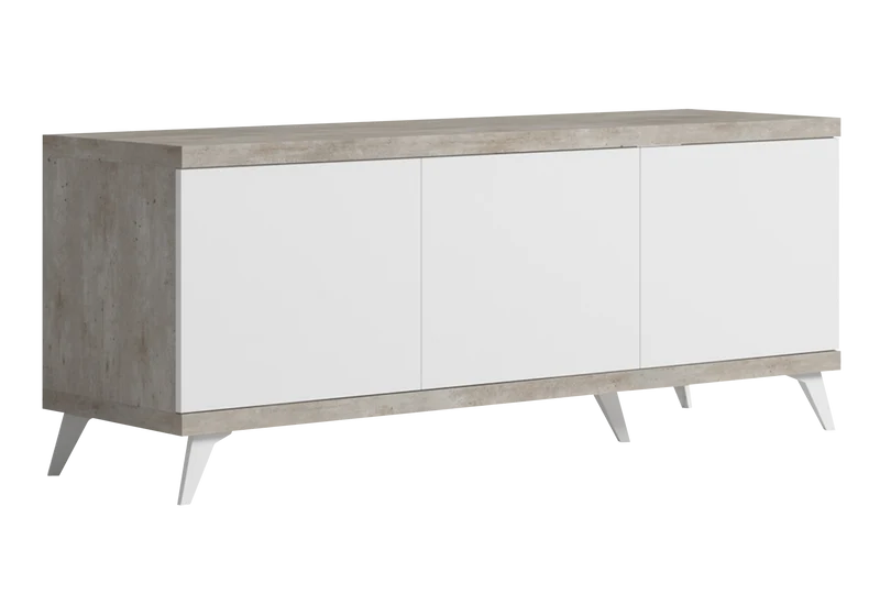 Meuble TV blanc laqué effet béton – Treviso