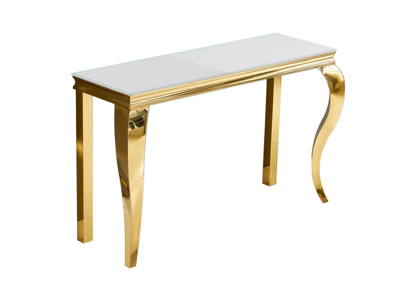 Console d'entrée design verre blanc or - Neo