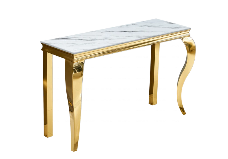 Console d'entrée design marbre blanc or - Neo