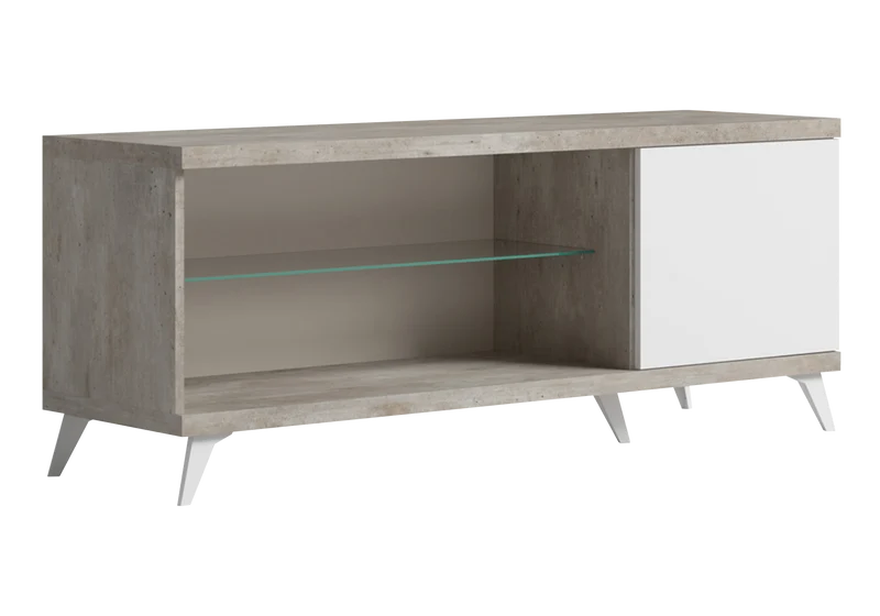Meuble TV blanc laqué béton avec niche – Treviso