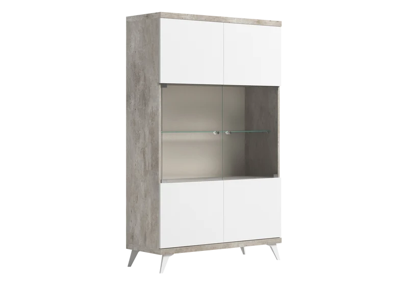 Vitrine blanc laqué effet béton – Treviso