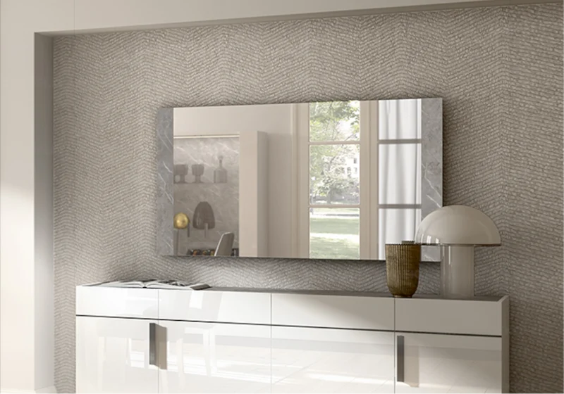 Miroir mural rectangulaire 138 cm marbre gris - Mara