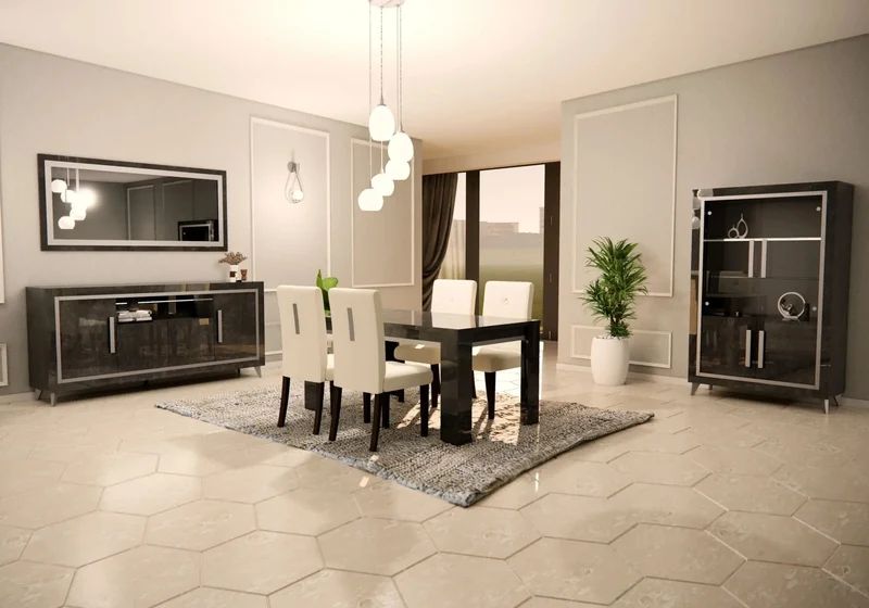 Salle à manger marbre noir SILVER