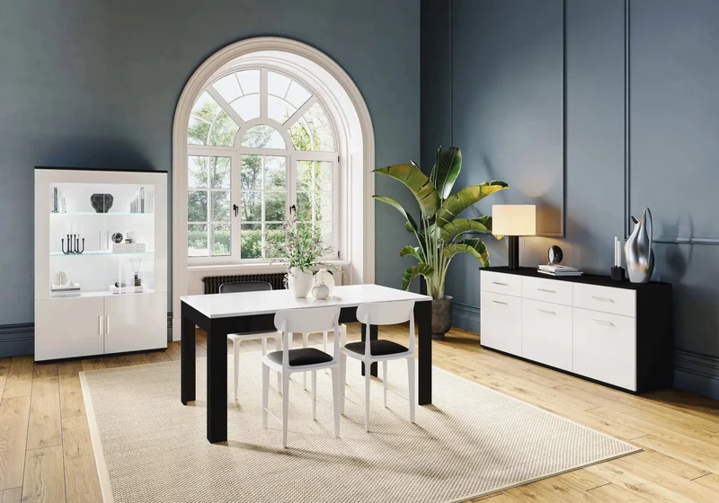 Salle à manger laqué noir blanc VENERE