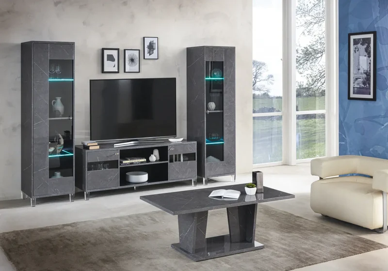 Mur TV design marbre gris – VITTORIA