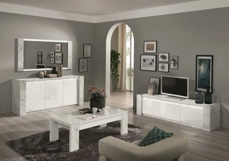 Meubles de séjour laquée led VITTORIA bianca