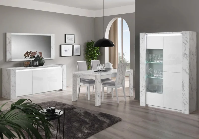 Salle à manger laquée led VITTORIA bianca
