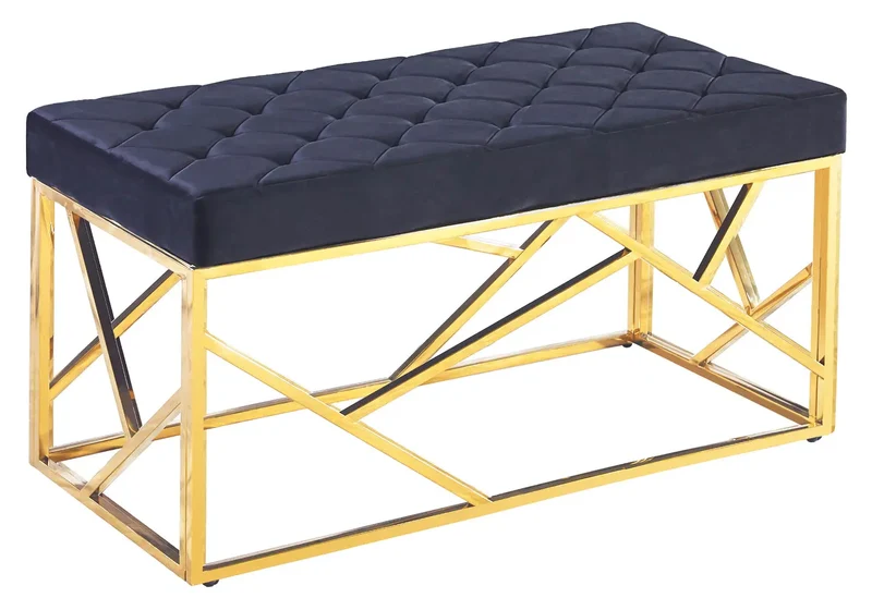 Banc design doré velours noir - Ilea