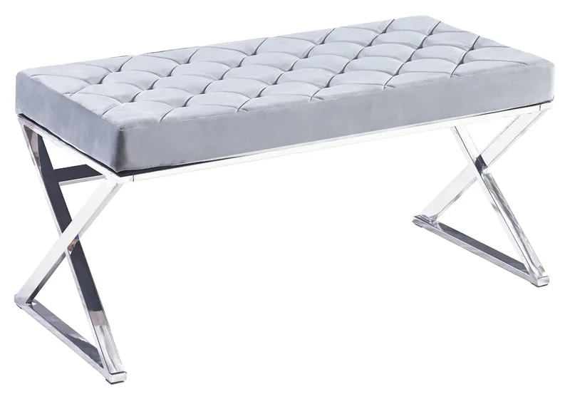 Banc design chromé velours gris - Zhara
