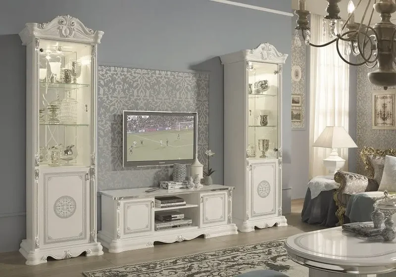 Mur TV baroque laqué blanc GRETA