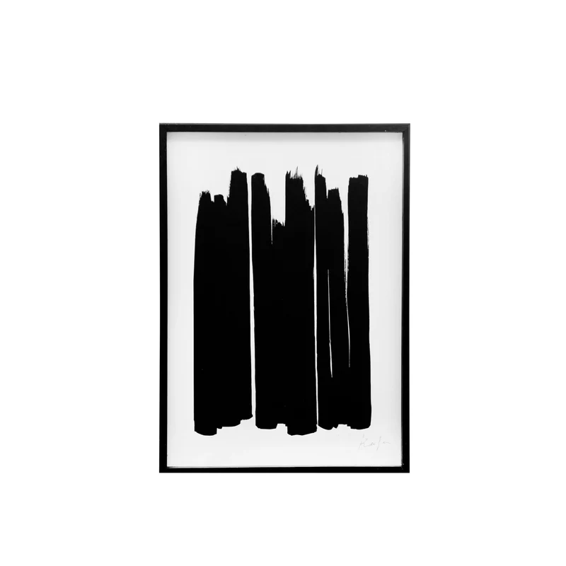 Oeuvre d'art - Rayures noires - 50×70cm - Cadre noir