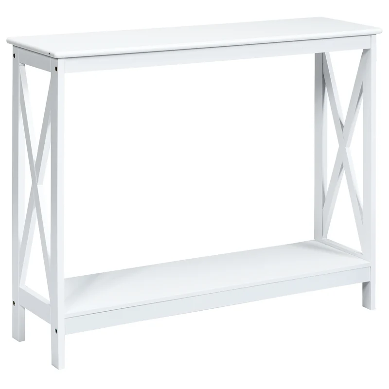 Costway - Console d'entrée, Petite Table, Petite Console Entrée, Table Console, Table de salon, Style Industriel 100x30x80 CM, Blanc