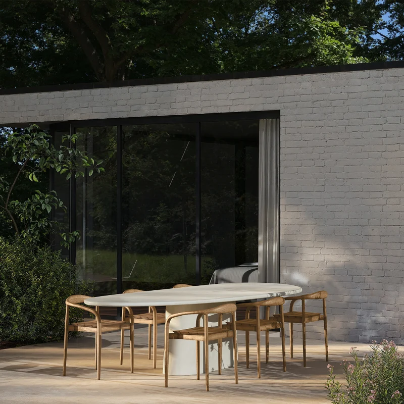 Table à manger organique pour extérieur - Avira - 280 cm - Latte - Polycomposite