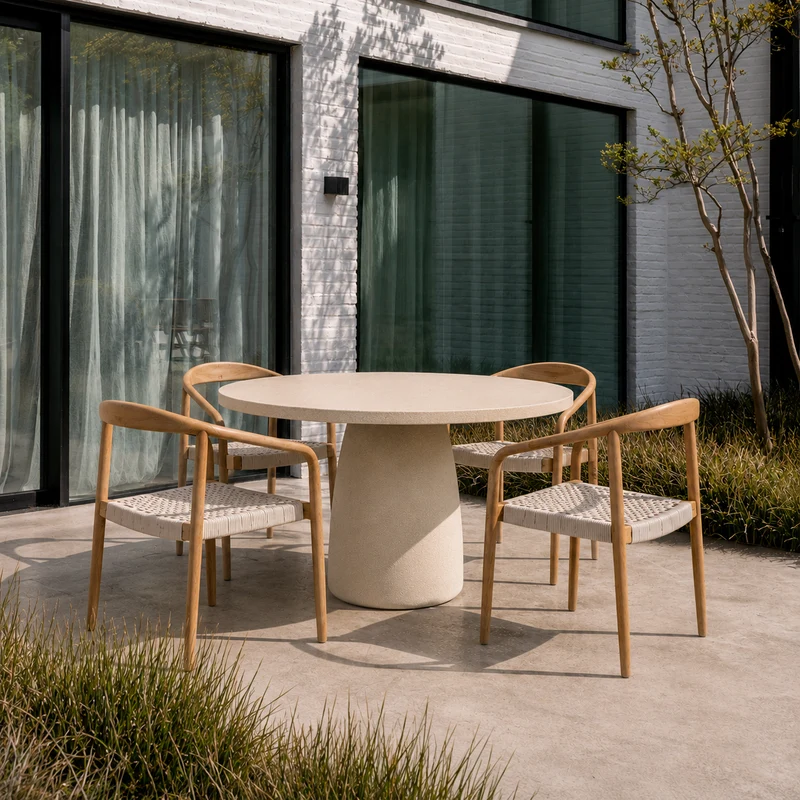 Table ronde de jardin - Uzé - D120 H75 - Dune - Polycomposite
