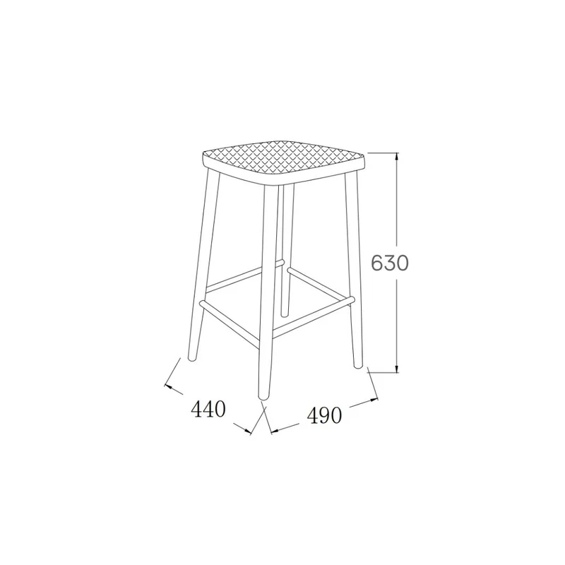 Tabouret de bar Belli - Hauteur d'assise 63 cm - Couleur noyer foncé - Assise tissée