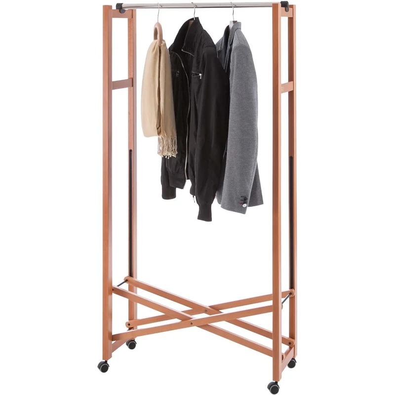 ARIT GIULIUS - Portant Pliable Bois, Portant a Vêtement Pliable, Tringle Extensible, Made in Italy, 31 x 78 x 160 cm, Couleur Cerisier