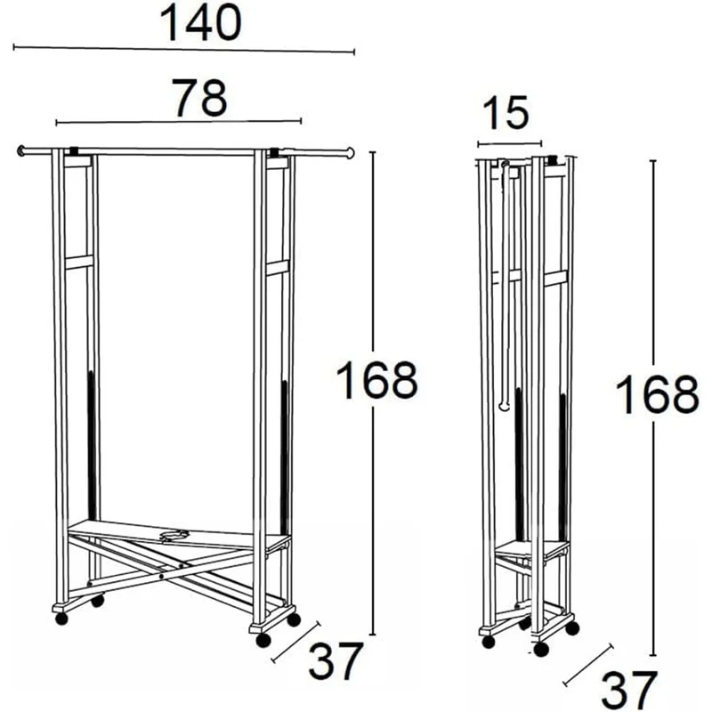 ARIT ELIOS - Portant Vetement Bois, de Hêtre, Penderie, sur Roulettes, Made in Italy, Portant a Vêtement Pliable, Tringle Extensible, Couleur Cerisier