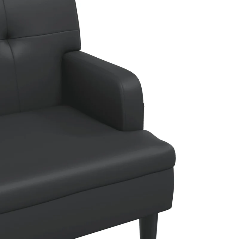 Banquette banc canapé avec dossier capitonné 112 x 65,5 x 75 cm en PVC noir pieds en bois DEC024655