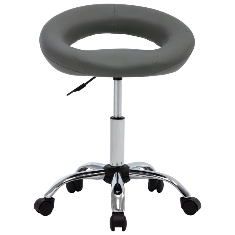 Tabouret de travail sur roulettes hauteur réglable cadre en acier siège en PVC gris DEC025093