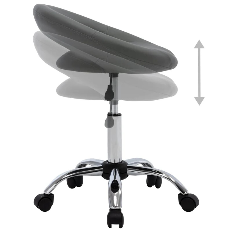 Tabouret de travail sur roulettes hauteur réglable cadre en acier siège en PVC gris DEC025093