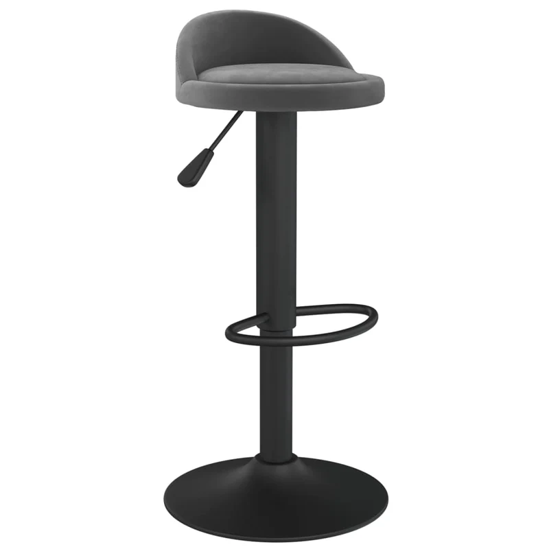 Lot de 2 tabourets de bar chaises hautes en velours gris foncé et acier noir DEC029723