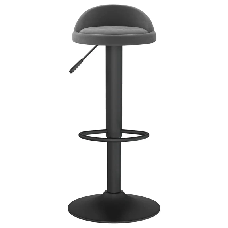 Lot de 2 tabourets de bar chaises hautes en velours gris foncé et acier noir DEC029723