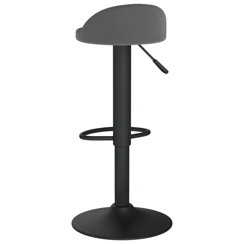 Lot de 2 tabourets de bar chaises hautes en velours gris foncé et acier noir DEC029723