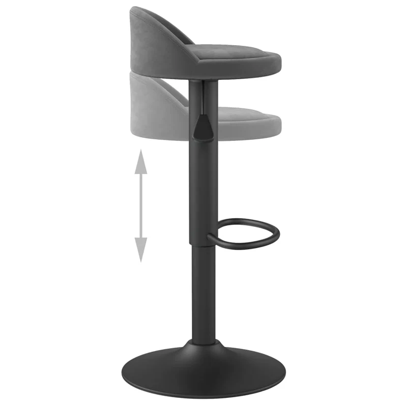 Lot de 2 tabourets de bar chaises hautes en velours gris foncé et acier noir DEC029723