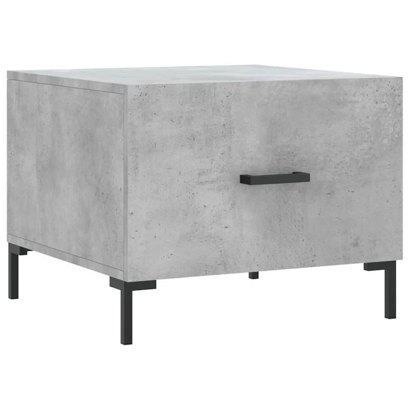 Lot de 2 tables basses d'appoint chevet avec tiroir 50 x 50 x 40 cm bois d'ingénierie gris et fer DEC040406