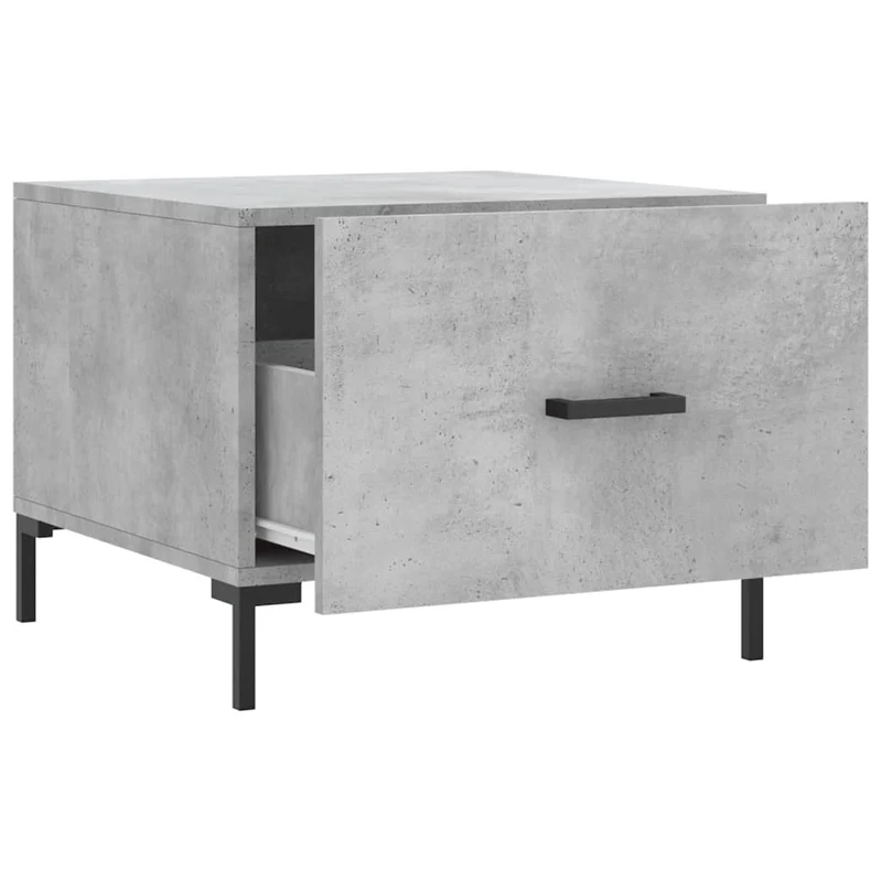 Lot de 2 tables basses d'appoint chevet avec tiroir 50 x 50 x 40 cm bois d'ingénierie gris et fer DEC040406