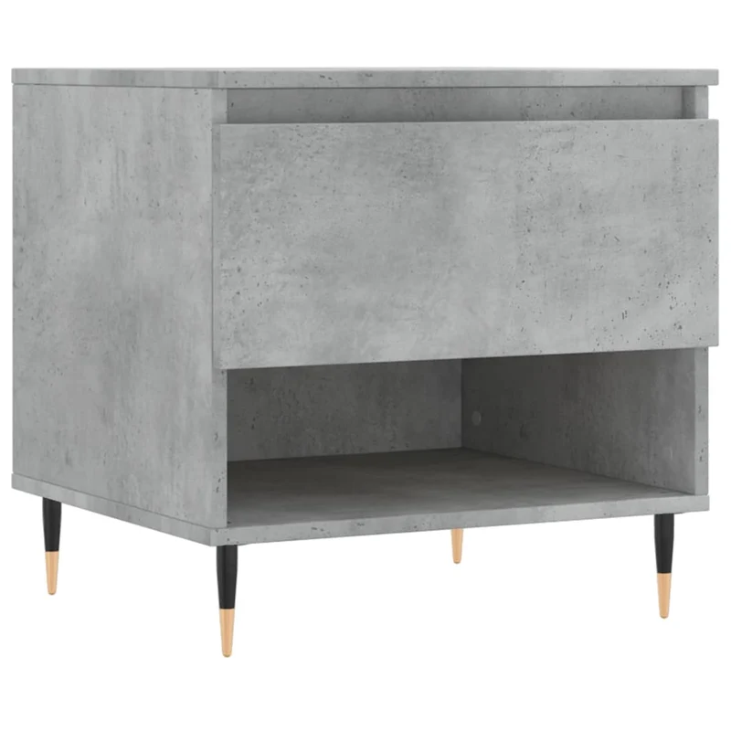 Lot de 2 tables de chevets avec tiroir 50 x 46 x 50 cm bois d'ingénierie gris et métal DEC040399