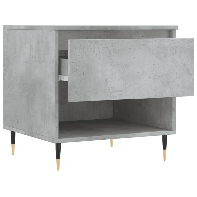 Lot de 2 tables de chevets avec tiroir 50 x 46 x 50 cm bois d'ingénierie gris et métal DEC040399