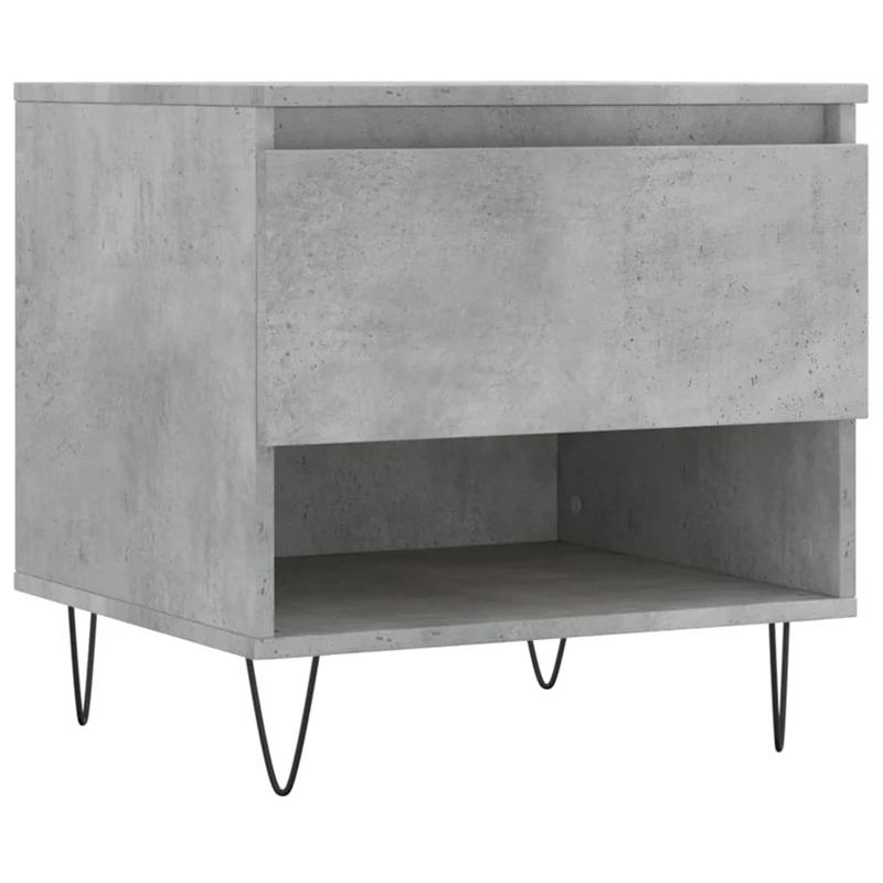 Lot de 2 tables basses d'appoint avec tiroir 50 x 46 x 50 cm bois d'ingénierie gris et métal DEC040398