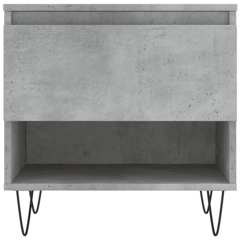 Lot de 2 tables basses d'appoint avec tiroir 50 x 46 x 50 cm bois d'ingénierie gris et métal DEC040398
